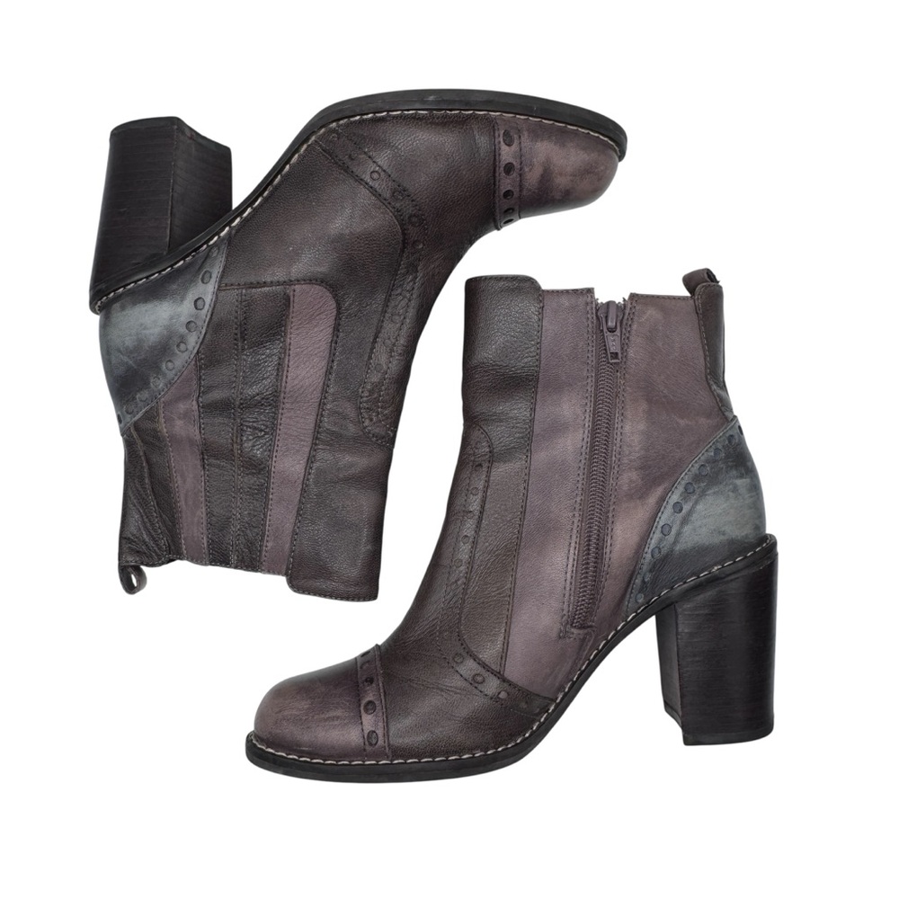 Clarks Dark Grey and Purple Heeled Boots